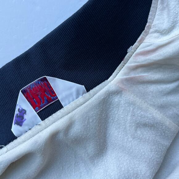 Vintage 80s NCAA Snap Nylon Bomber Jacket Navy Blue Varsity Athletic Coaches S - Picture 10 of 11